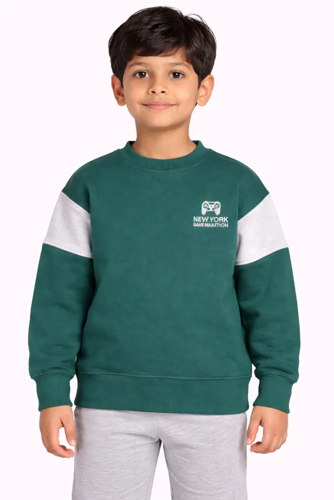 Kids Green Cotton Sweatshirt | 200 GSM | Regular Fit