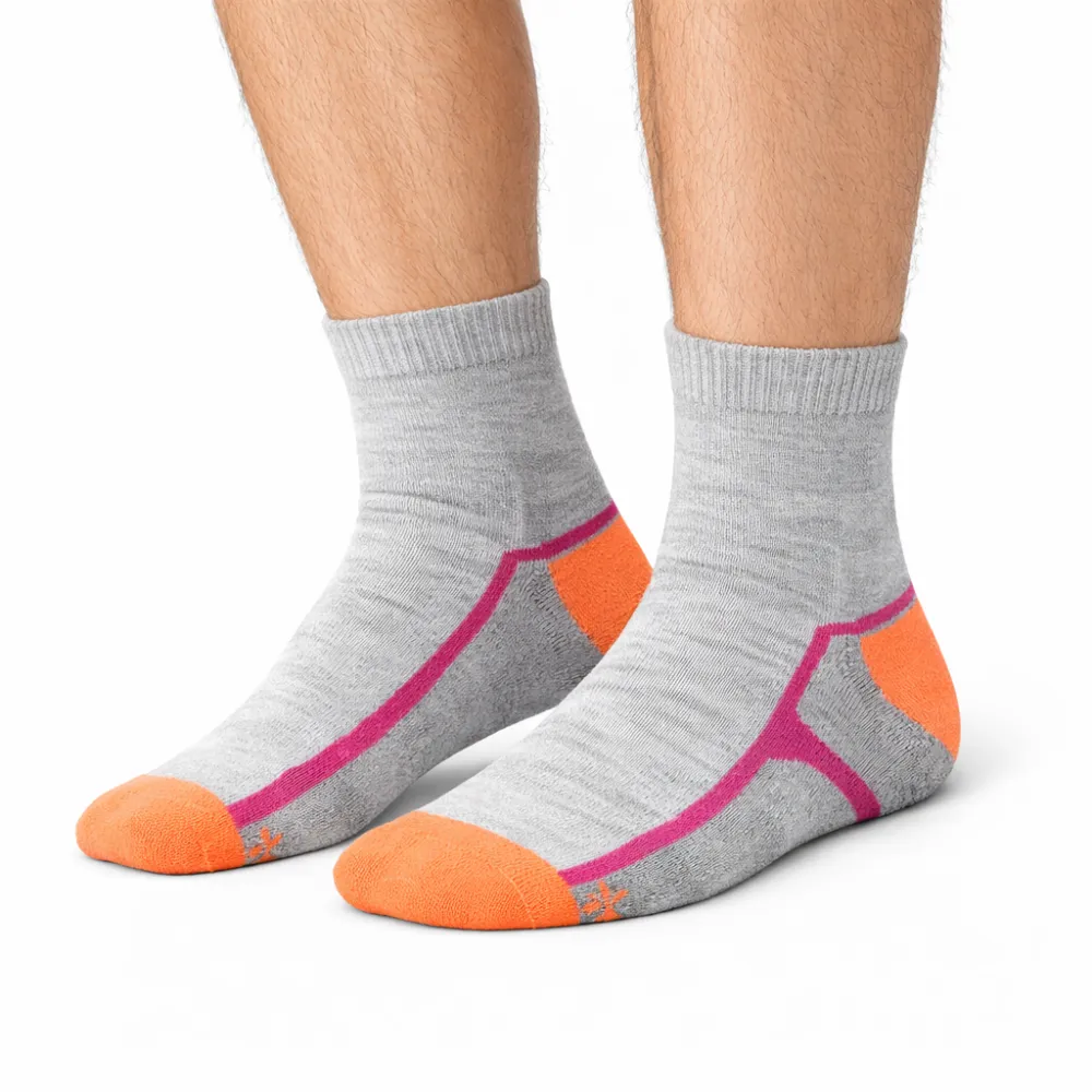 Unisex Ankle Socks Grey Orange Pink