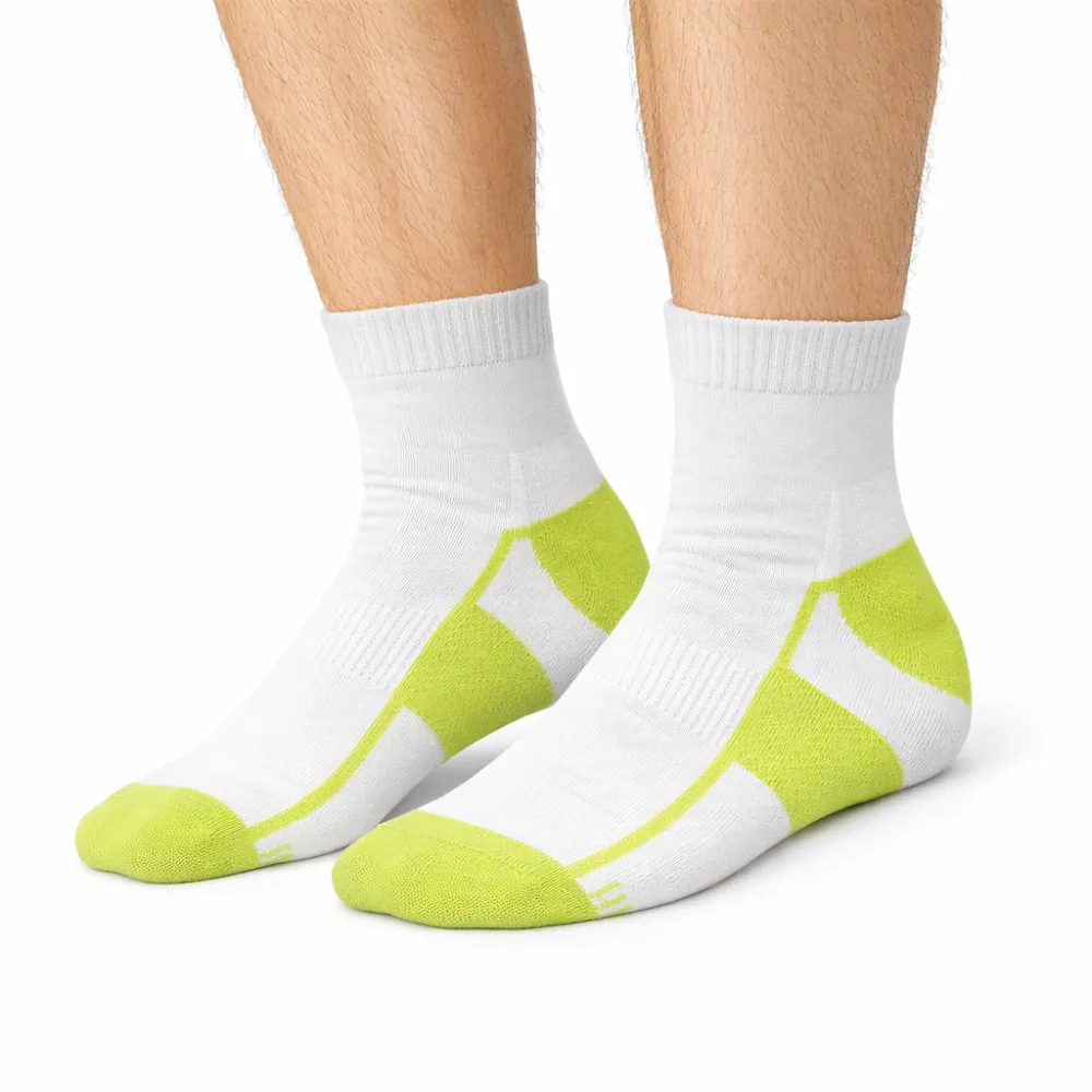 Unisex Ankle Socks White Lime Green